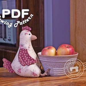 Stuffed Hen - PDF Sewing Pattern | stuffed animal | fabric chicken toy | homemade gift ideas