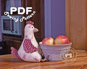 Stuffed Hen - PDF Sewing Pattern | stuffed animal | fabric chicken toy | homemade gift ideas