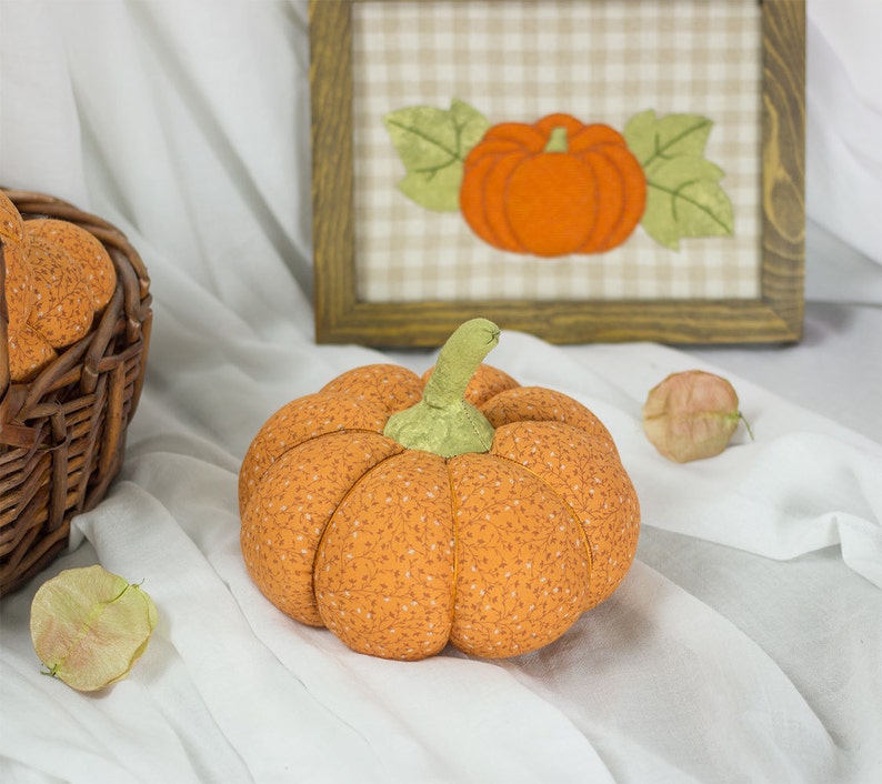 Stuffed Pumpkin Pincushion PDF sewing patterns tutorials Fabric toys softies gift ideas DIY Instant downlaod patterns image 4