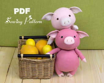 Stuffed Piggy PDF Sewing pattern & tutorial | stuffed animal pattern | Piglet toy pattern | DIY project