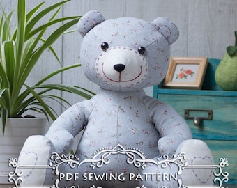PDF Sewing pattern & tutorial - Smiling Teddy Bear | Stuffed Animal | soft toy | Softies | E-patterns |