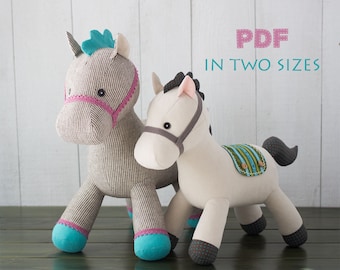 Stuffed animal - Pony PDF Sewing Pattern & Tutorial | Stuffed Horse pattern | Homemade gift ideas | DIY projects | Plush toy pattern