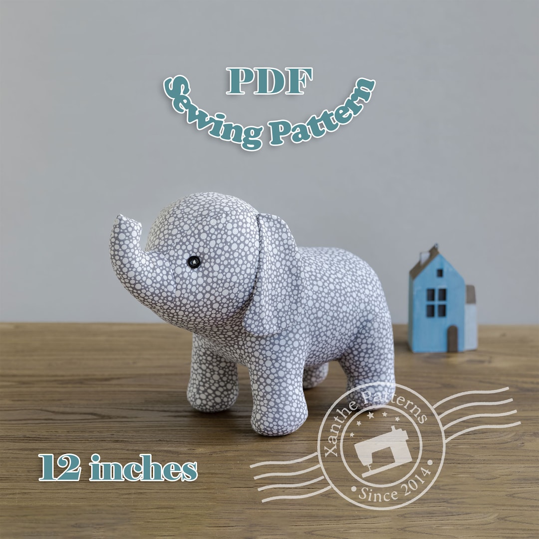 Stuffed Elephant - PDF Sewing Pattern & Tutorial | Stuffed Animal ...