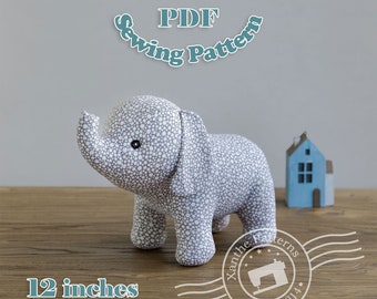 Stuffed Elephant - PDF sewing pattern & tutorial | stuffed animal | soft toy | softie | sewing project| homemade gift idea