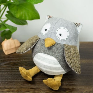 Scrappy Hoot Owl - Stuffed animal Bird sewing pattern & tutorial | softie | stuffie | fabric toy | DIY project