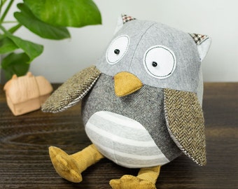 Scrappy Hoot Owl - Stuffed animal Bird sewing pattern & tutorial | softie | stuffie | fabric toy | DIY project