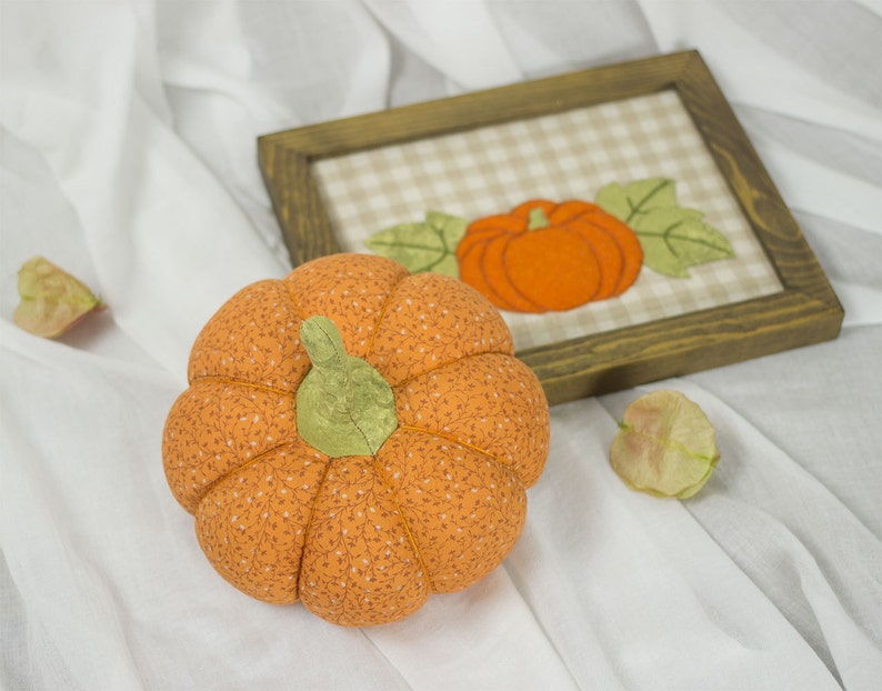 Stuffed Pumpkin Pincushion PDF sewing patterns tutorials Fabric toys softies gift ideas DIY Instant downlaod patterns image 2