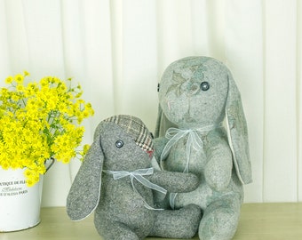 Animal de peluche – Conejito con orejas de solapa / Juguete de conejo Patrón de costura PDF / Tutorial Softie