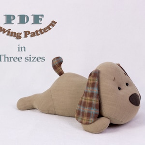 Lying puppy dog PDF sewing pattern & instructions | stuffed animals | Fabric plush toys