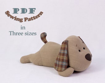 Lying puppy dog PDF sewing pattern & instructions | stuffed animals | Fabric plush toys