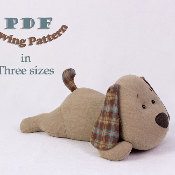 Patron de couture PDF et instructions pour chiot couché | animaux en peluche | Peluches en tissu