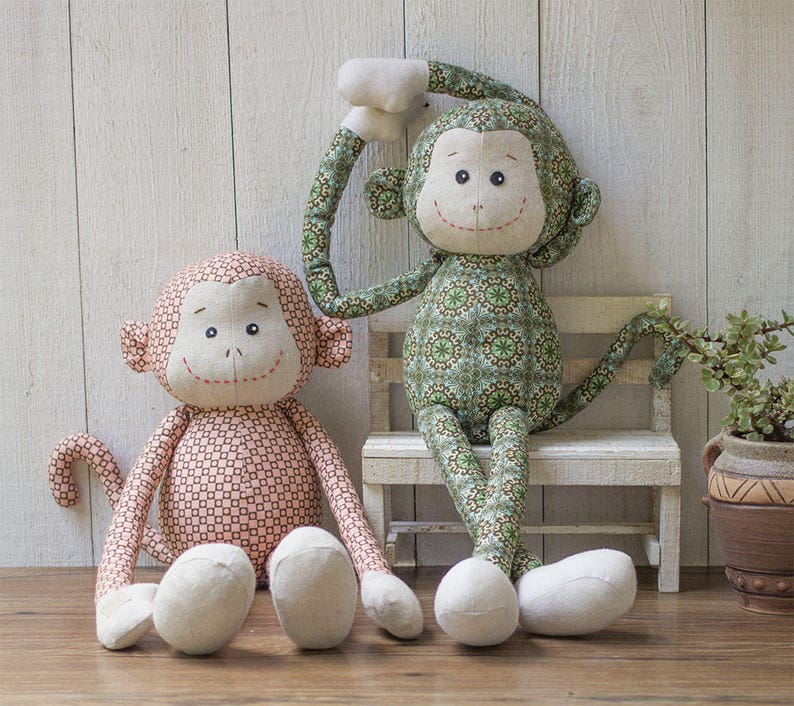 Hugging Monkey PDF sewing patterns & tutorials Stuffed animals DIY projects Gift ideas fabric toys E-patterns Softies image 2