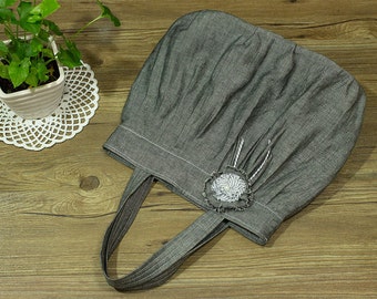 Pleated Tote Bag - PDF pattern & tutorial handbag fabric flower purse sewing pattern