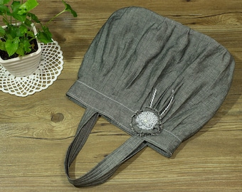 Pleated Tote Bag - PDF pattern & tutorial handbag fabric flower purse sewing pattern