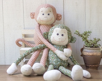 Hugging Monkey - PDF sewing patterns & tutorials | Stuffed animals | DIY projects | Gift ideas | fabric toys | E-patterns| Softies