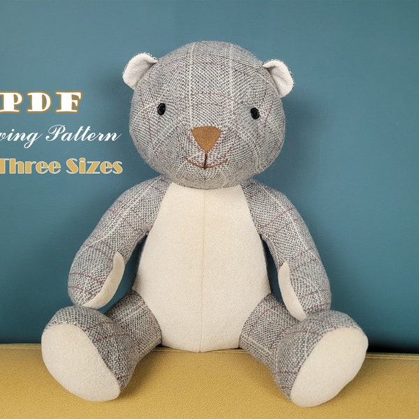 Sitting Teddy Bear – PDF Sewing Pattern | plush bear | sewing project | fabric toy