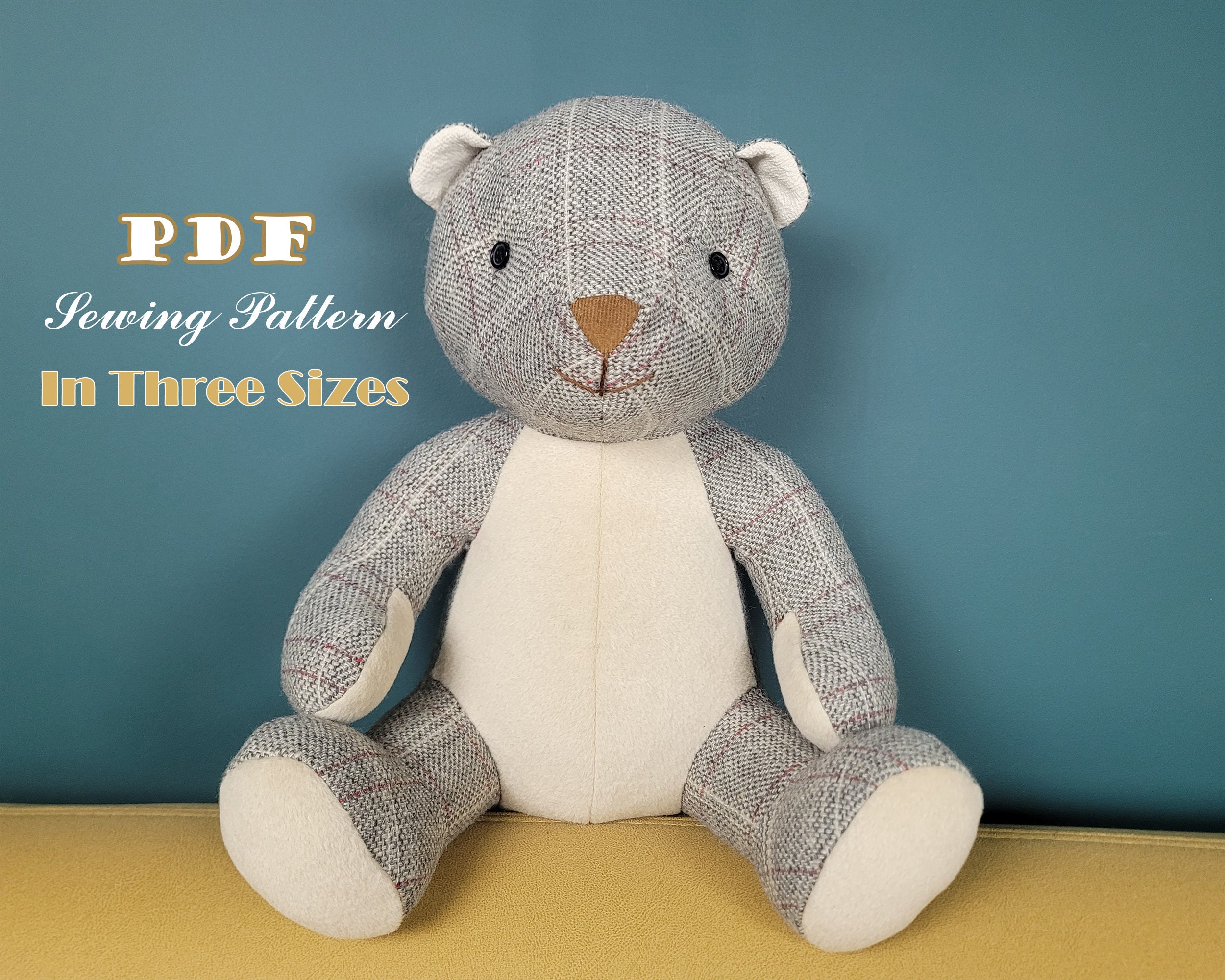 Sitting Teddy Bear PDF Sewing Pattern Plush Bear Sewing Etsy