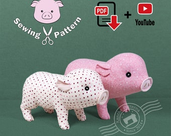 Lifelike Piggy fabric toy - PDF Sewing Pattern with video tutorial  – Perfect for Handmade Gifts and DIY Projects