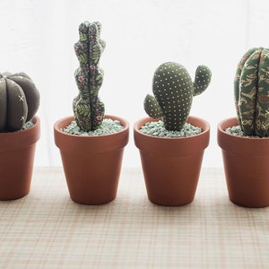 Fabric stuffed cactuses - PDF sewing pattern with tutorial | home decor projects | homemade gift ideas |  decorative plants | fabric cacti |