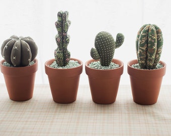 Fabric stuffed cactuses - PDF sewing pattern with tutorial | home decor projects | homemade gift ideas |  decorative plants | fabric cacti |