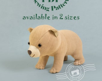 Pebble Bear Sewing Pattern – Stuffed Animal, Lifelike Cub (PDF Pattern)