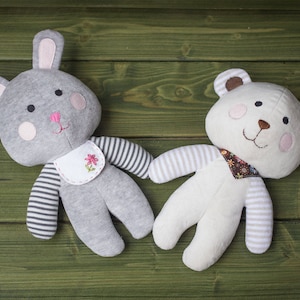 Easy Stuffed Bear and Bunny - PDF sewing pattern & tutorial | Plush Toy pattern | Stuffed Animals | Fabric Toys | Softies