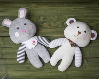 Easy Stuffed Bear and Bunny - PDF sewing pattern & tutorial | Plush Toy pattern | Stuffed Animals | Fabric Toys | Softies