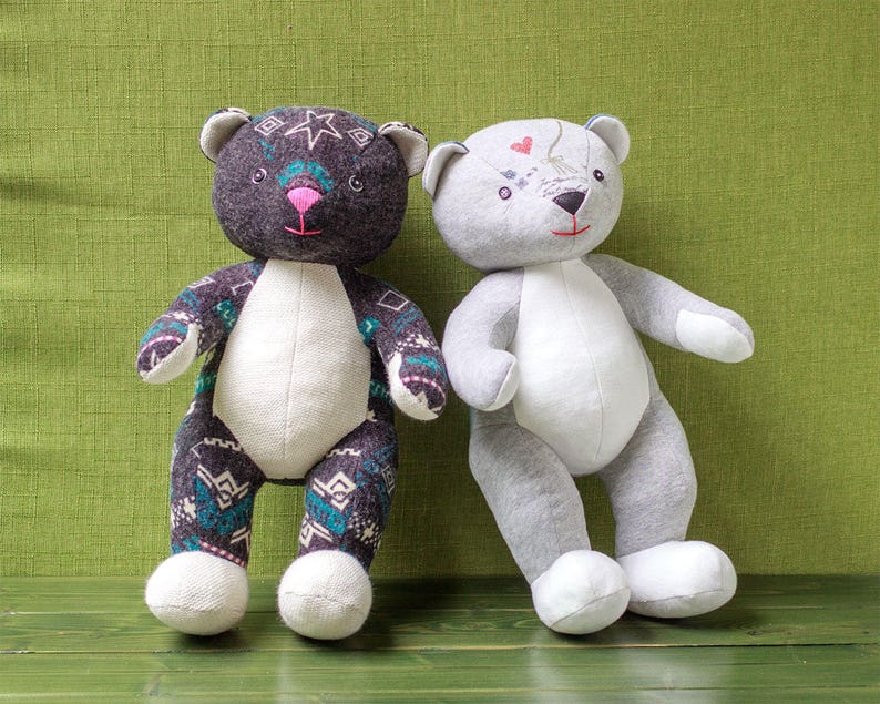 Recycled Teddy Bear PDF Sewing Pattern & Tutorial Stuffed Etsy UK