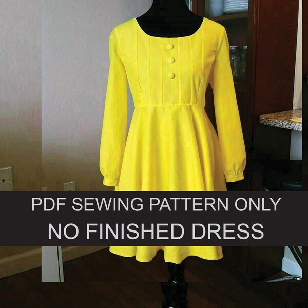 Yellow Morton Salt Girl Inspired Dress - PDF Pattern - Adult Sizes 2, 4, 6, 8, 10