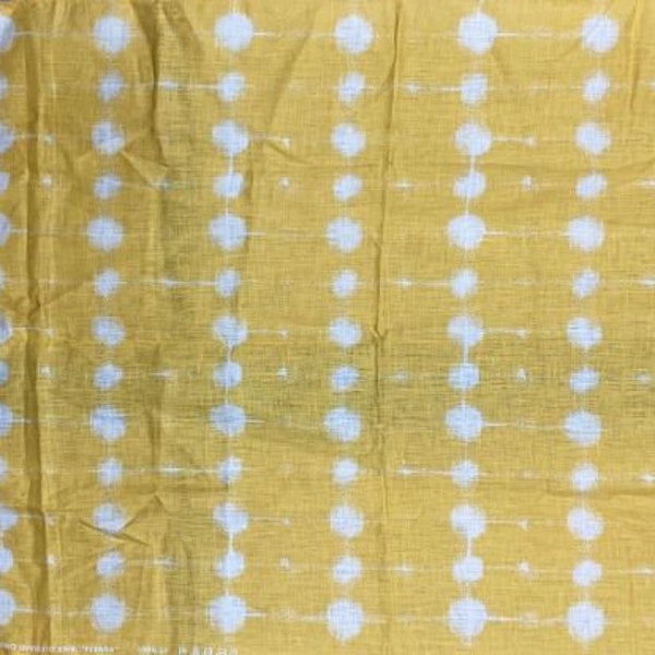 MARIMEKKO PISARA (furnishing fabric) in Yellow Gold Linen - Designer Fabric Pattern by Fujiwo Ishimoto 2000, fabric by the yard