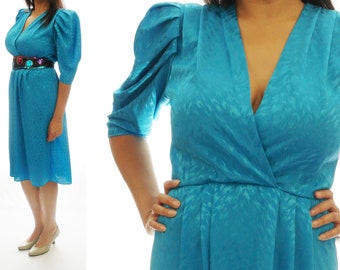 Baby Blue Vintage Dress,1970s,1980s,Secretary style,Retro