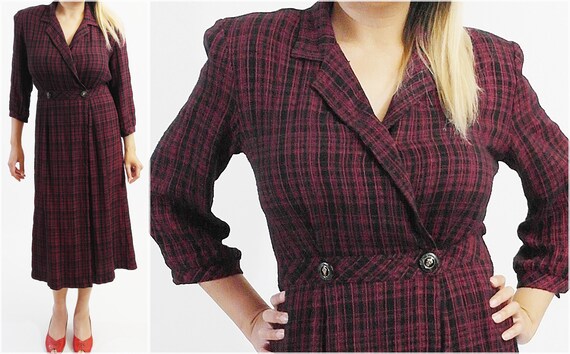 Classy Vintage 1980s Purple & Black Dress
