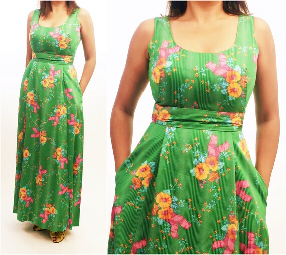 green dress with yellow flowers