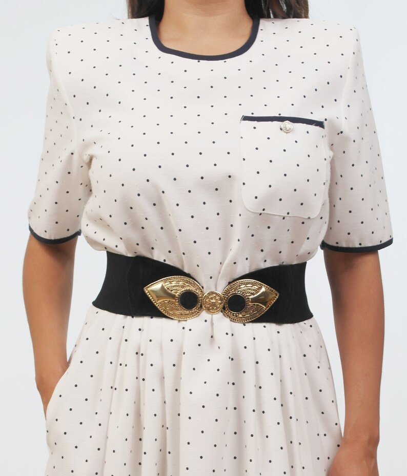 Vintage White /& Black Polka Dots Dress,1940,1950,1960,1970,Retro,Pinup,Rockabilly,Mary Jane,Cocktail,Evening Dress,Summer,Spring,Fall
