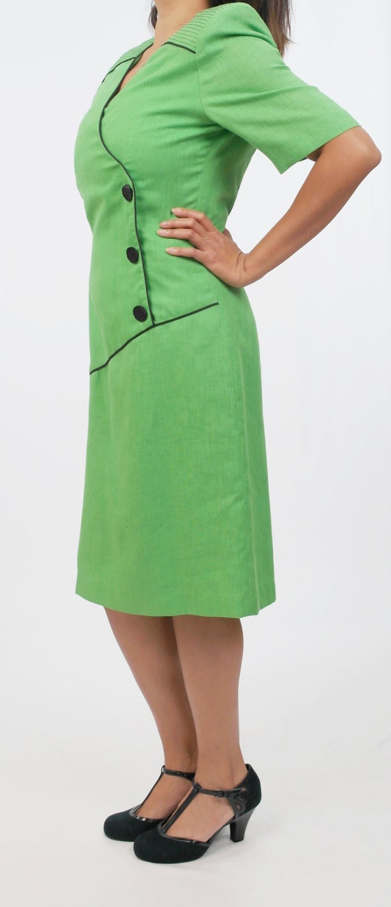 Vintage Green Dress & Black Buttons,Pinup,Rockabi… - image 2