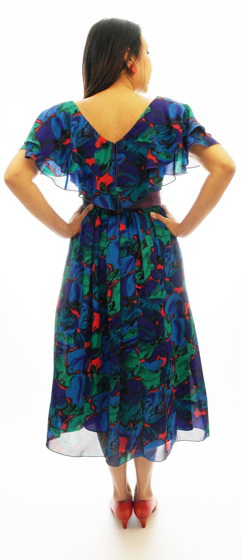 1950s Tulle Vintage Dress,Blue,Red,Green,Purple,Prom,Floral,Pinup,Rockabilly,Retro,1960,1970,1980,Black,Brown
