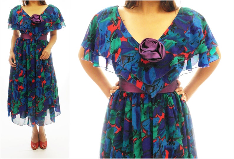 1950s Tulle Vintage Dress,Blue,Red,Green,Purple,Prom,Floral,Pinup,Rockabilly,Retro,1960,1970,1980,Black,Brown