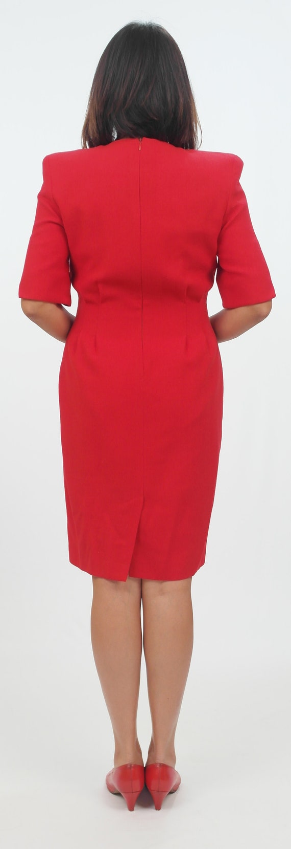 Vintage Red Wool Dress,Retro,Office,Business,1950… - image 6