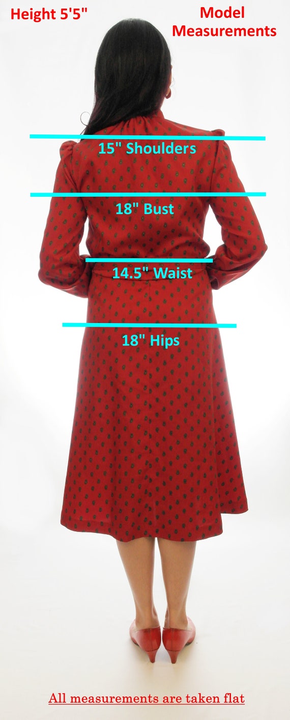 Vintage Red Wool Dress,Retro,Office,Business,1950… - image 7