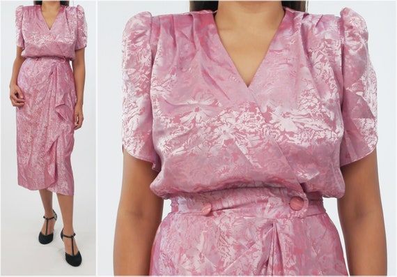 Pink & Matted Wrap Vintage Dress,Pinup,Rockabilly,