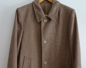 Manteau vintage homme chevrons tweed beige taille L/XL