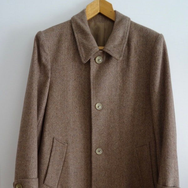 Manteau vintage homme chevrons tweed beige taille L/XL