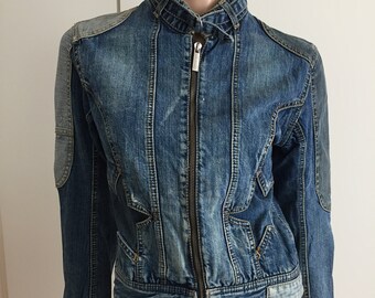 Veste blouson en jean Liberto 90's couture étoiles taille S