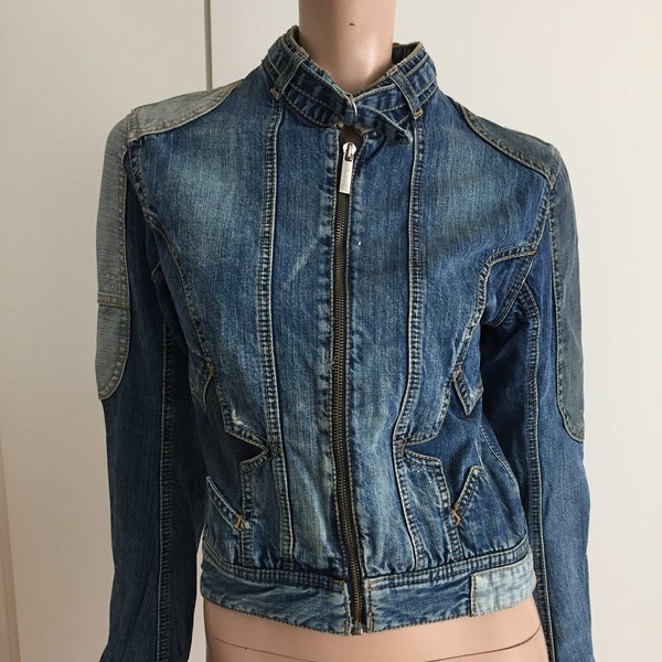 Veste blouson en jean Liberto 90's couture étoiles taille S