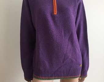 Pull vintage 90's Greenland en laine violet orange vert taille L