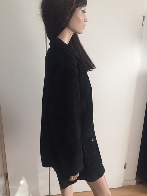 Veste manteau en daim noir taille 48 - image 5