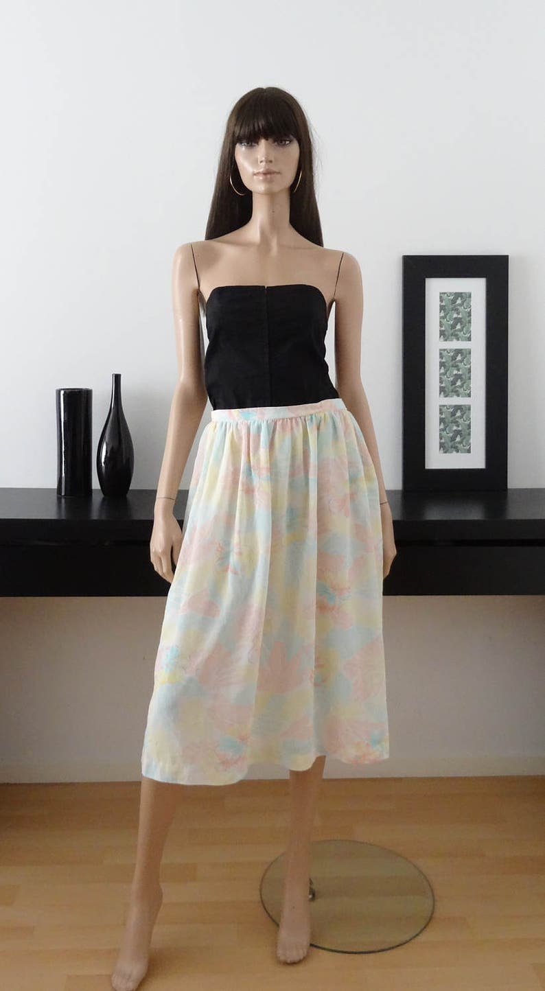 Vintage skirt 80 /'s TAN JAY pastel floral size 40-UK 12-US 8