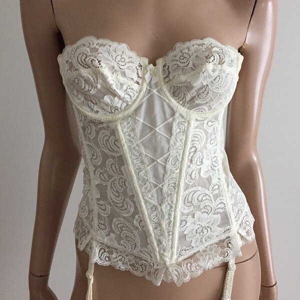 Bustier vintage ivoire dentelle taille 85B