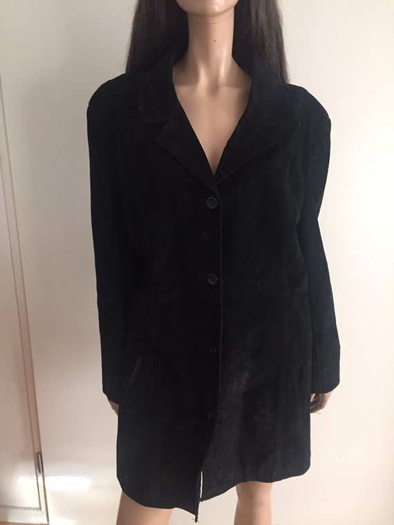 Veste manteau en daim noir taille 48 - image 6