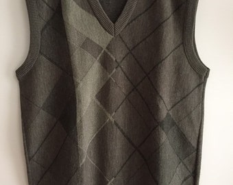 sleeveless sweater / Vintage men's tank top in wool Paul Rhodamel size XL
